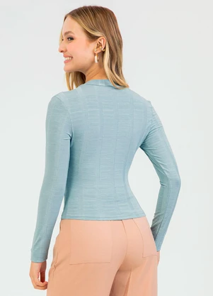 Cativa - Blusa em Canelado Azul - CATIVA