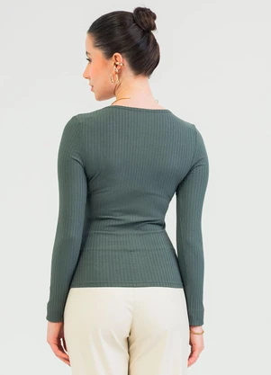 Cativa - Blusa em Canelado Cinza - CATIVA