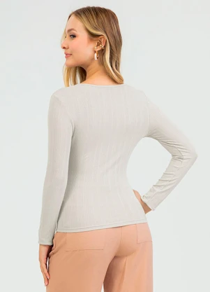 Cativa - Blusa em Canelado Cinza - CATIVA