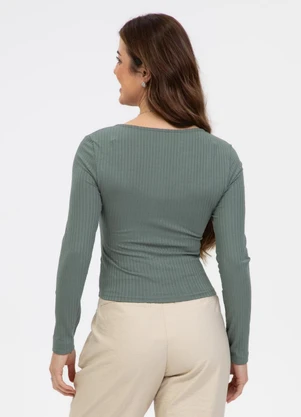 Habana - Blusa em Canelado Cinza - HABANA