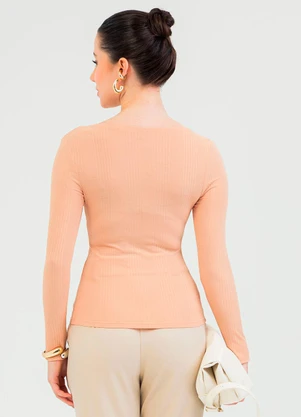 Cativa - Blusa em Canelado Laranja - CATIVA