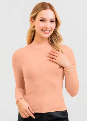 Cativa - Blusa em Canelado Laranja - CATIVA