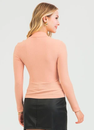 Cativa - Blusa em Canelado Laranja - CATIVA