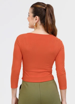 Habana - Blusa em Canelado Laranja - HABANA