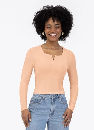 Habana - Blusa em Canelado Laranja - HABANA