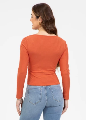 Habana - Blusa em Canelado Laranja - HABANA
