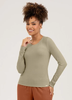 Cativa - Blusa em Canelado Marrom Claro - CATIVA