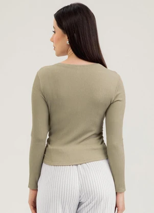 Cativa - Blusa em Canelado  Marrom Claro - CATIVA