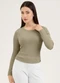 Cativa - Blusa em Canelado  Marrom Claro - variação: Marrom Claro