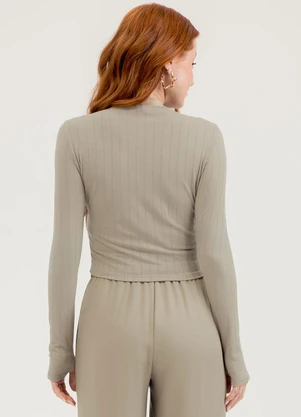 Cativa You - Blusa em Canelado  Marrom Claro - CATIVA YOU