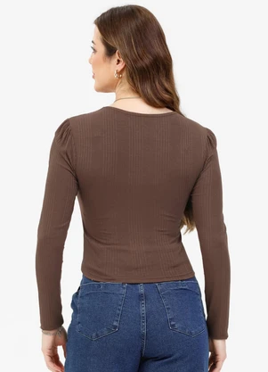 Habana - Blusa em Canelado Marrom Escuro - HABANA