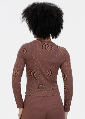 Habana - Blusa em Canelado Marrom Escuro - HABANA