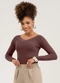 Cativa - Blusa em Canelado  Marrom Escuro - variação: Marrom Escuro