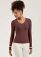 Cativa - Blusa em Canelado  Marrom Escuro - variação: Marrom Escuro