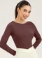 Cativa You - Blusa em Canelado  Preto - variação: Marrom Escuro
