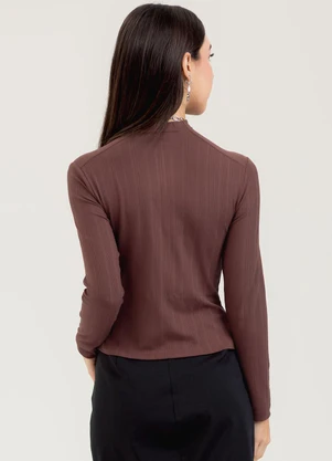 Cativa You - Blusa em Canelado  Marrom Escuro - CATIVA YOU
