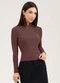 Cativa You - Blusa em Canelado  Preto - variação: Marrom Escuro