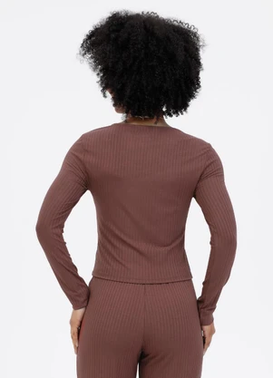 Habana - Blusa em Canelado Marrom Escuro - HABANA