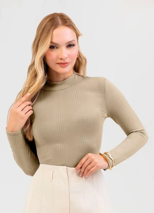 Cativa - Blusa em Canelado Marrom - CATIVA