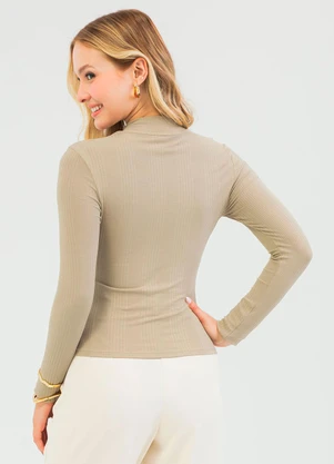 Cativa - Blusa em Canelado Marrom - CATIVA