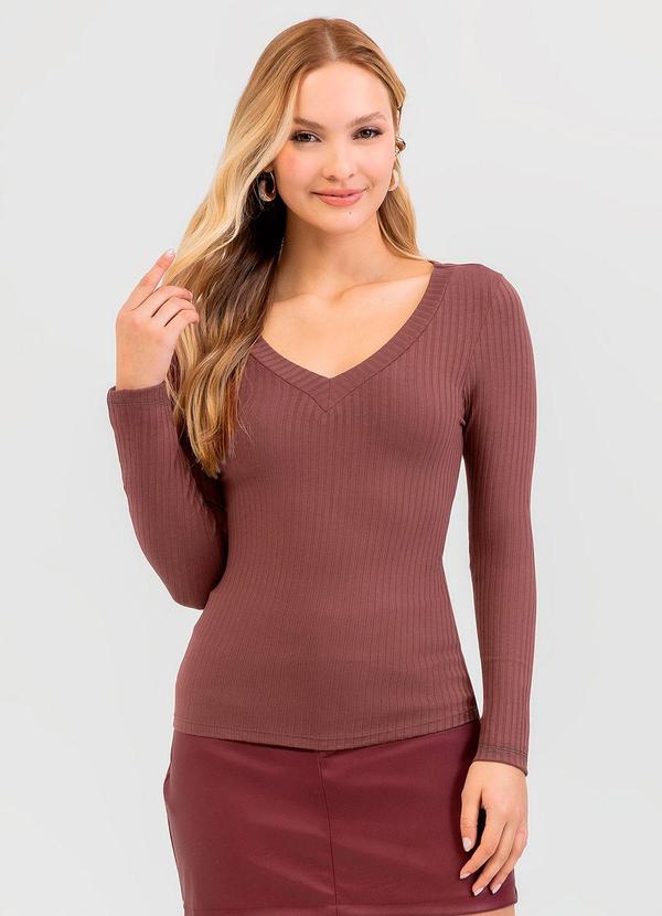 Cativa - Blusa em Canelado Marrom