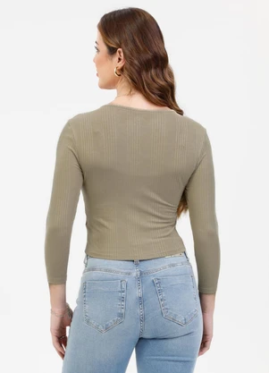 Habana - Blusa em Canelado Marrom  - HABANA