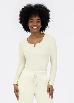 Habana - Blusa em Canelado Off White - HABANA