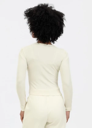 Habana - Blusa em Canelado Off White - HABANA