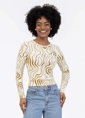 Habana - Blusa em Canelado Off White - HABANA