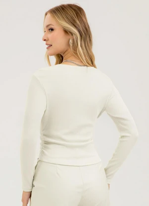 Cativa - Blusa em Canelado  Off White - CATIVA
