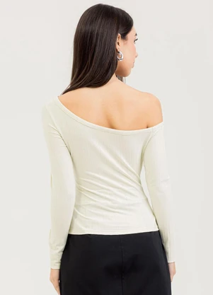 Cativa You - Blusa em Canelado  Off White - CATIVA YOU
