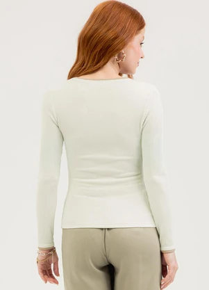 Cativa You - Blusa em Canelado  Off White - CATIVA YOU