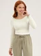Cativa You - Blusa em Canelado  Off White - variação: Off White