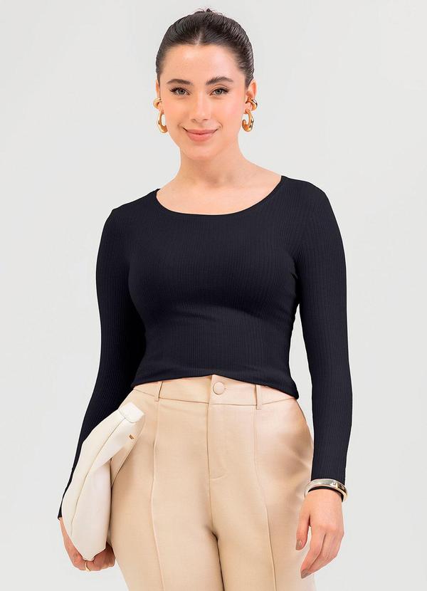 Cativa - Blusa em Canelado Preto