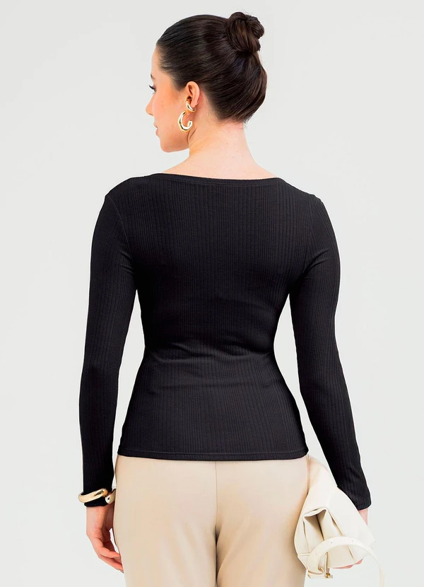Cativa - Blusa em Canelado Preto 2