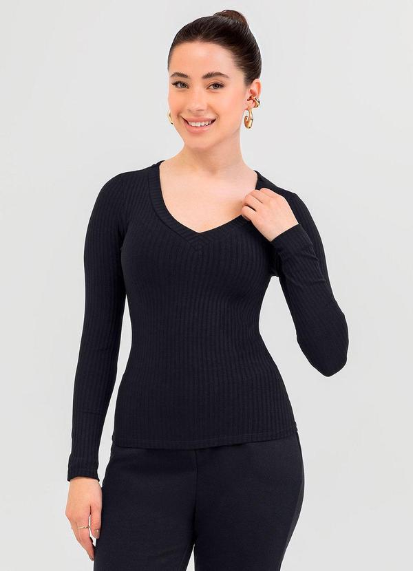 Cativa - Blusa em Canelado Preto