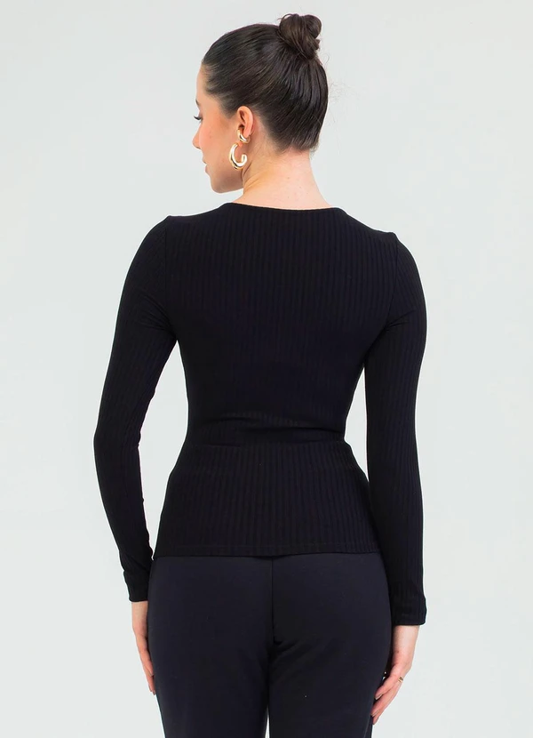 Cativa - Blusa em Canelado Preto 2
