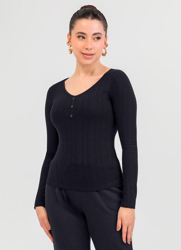 Cativa - Blusa em Canelado Preto