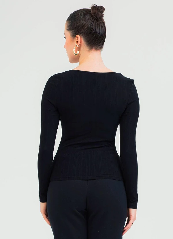 Cativa - Blusa em Canelado Preto 2