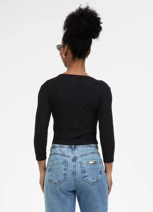 Habana - Blusa em Canelado Preto - HABANA