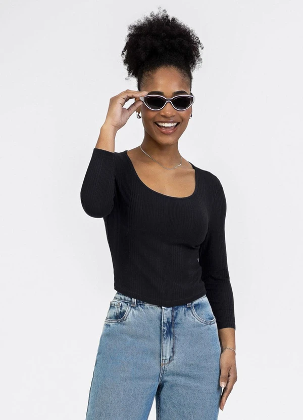 Habana - Blusa em Canelado Preto