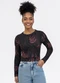 Habana - Blusa em Canelado Marrom Escuro - variação: Preto