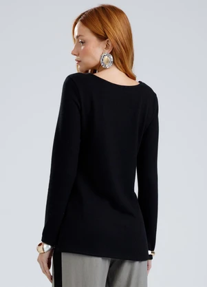 Gris - Blusa em Canelado Preto - GRIS