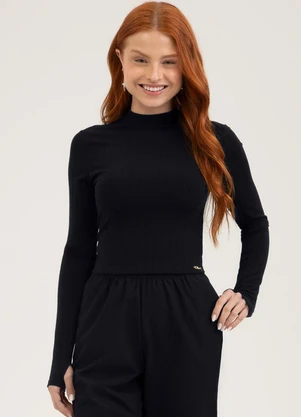 Cativa You - Blusa em Canelado  Preto - CATIVA YOU