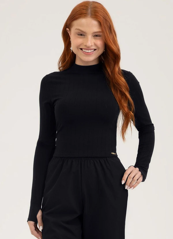 Cativa You - Blusa em Canelado Preto