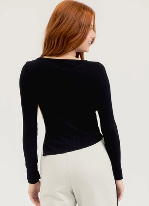 Cativa You - Blusa em Canelado  Preto - CATIVA YOU