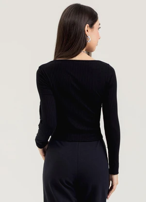 Cativa You - Blusa em Canelado  Preto - CATIVA YOU