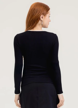 Cativa You - Blusa em Canelado  Preto - CATIVA YOU