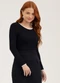 Cativa You - Blusa em Canelado  Off White - variação: Preto