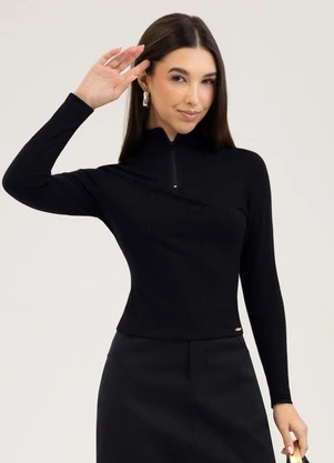 Cativa You - Blusa em Canelado  Preto - CATIVA YOU